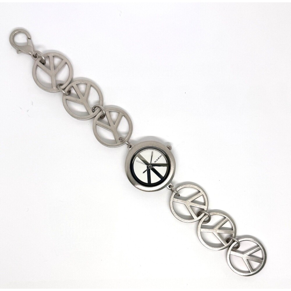 Brushed Silver Ladies Watch Peace Bracelet #1179